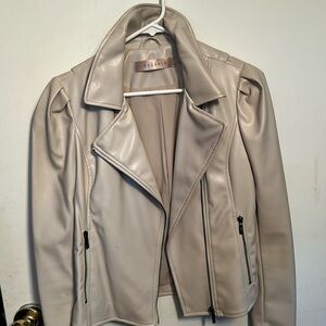 Faux leather dress bomber jacket . Like new . Removed tags and didn’t fit
